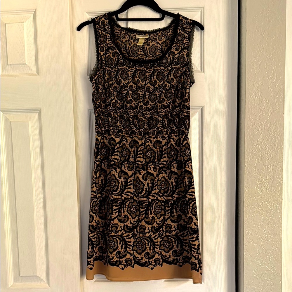 Rodarte for Target Black Lace Mini Dress with Tan Underlay